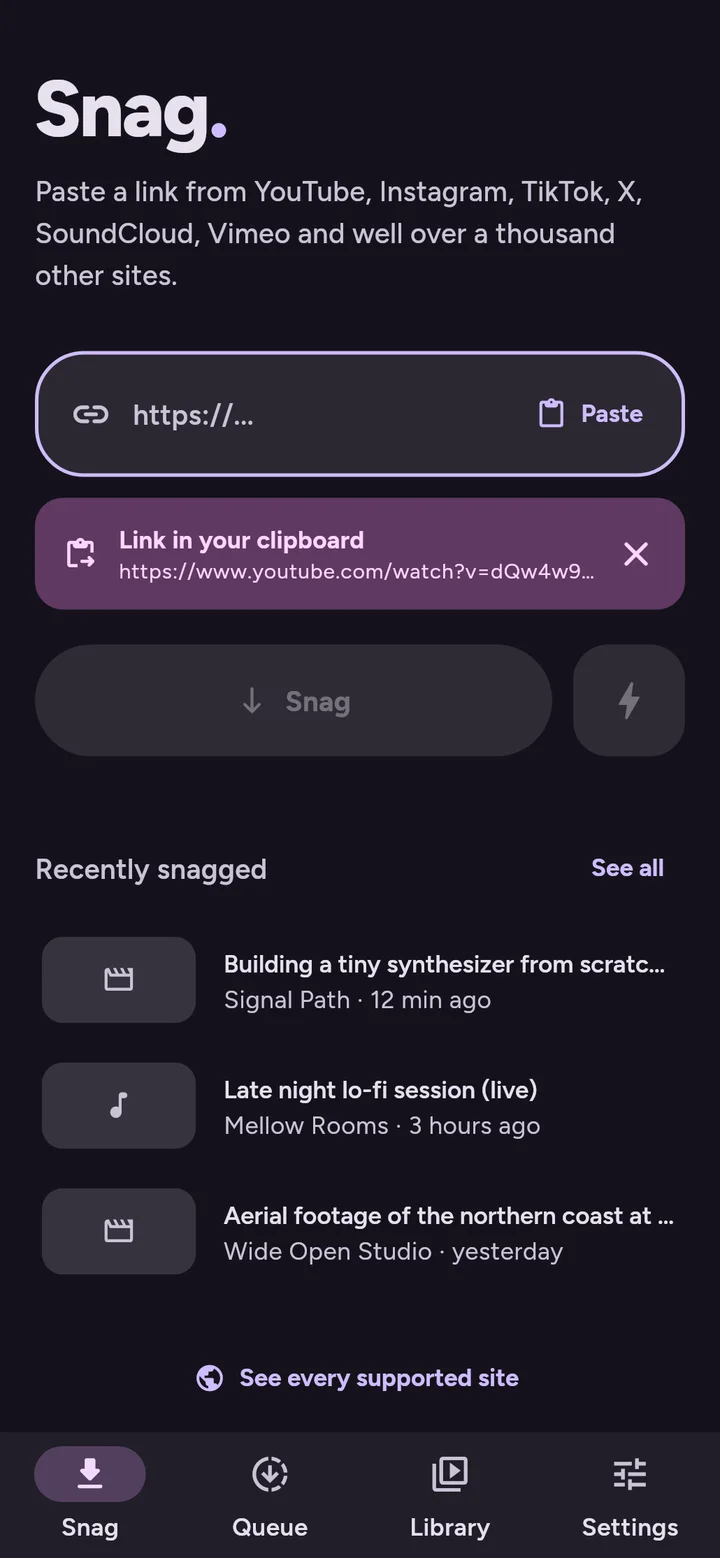 Snag home screen on Android